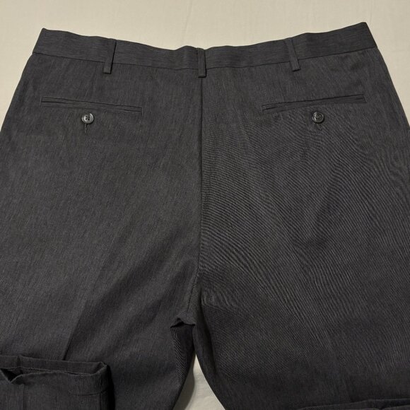 Perry Ellis Portfolio Dress Pants 38x30 Heather Gray Pleated Cuffed Classic Fit - Picture 3 of 11